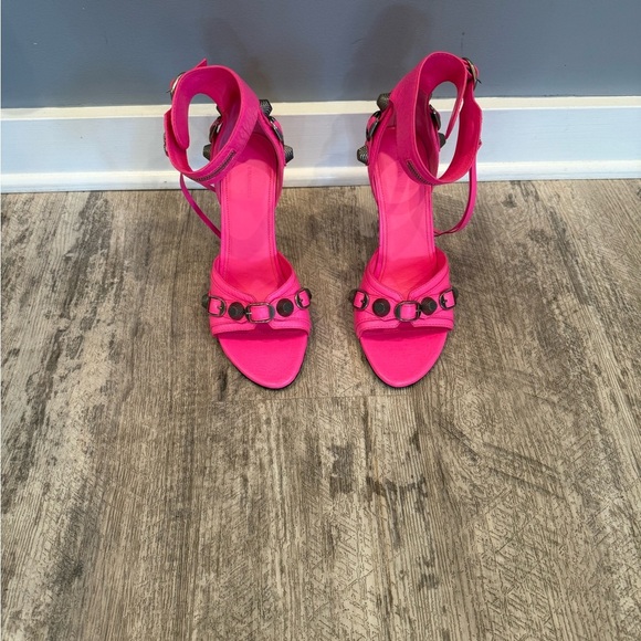 Balenciaga Cagole Pink Strappy Leather Heels NEW - Picture 5 of 13